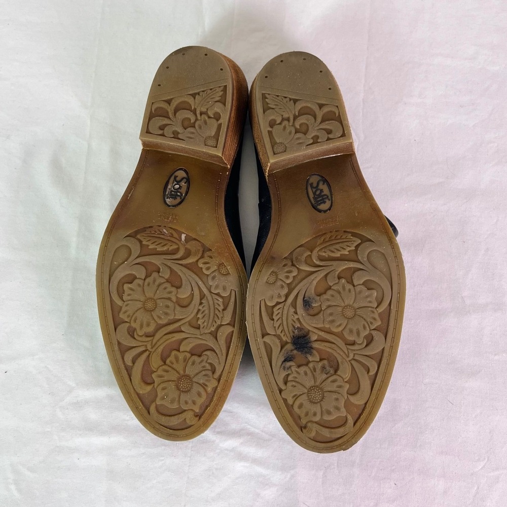 Sofft Ameera Leather Mules 7.5 Black Block Heel Slip On Coastal Cowgirl Festival - Picture 8 of 11